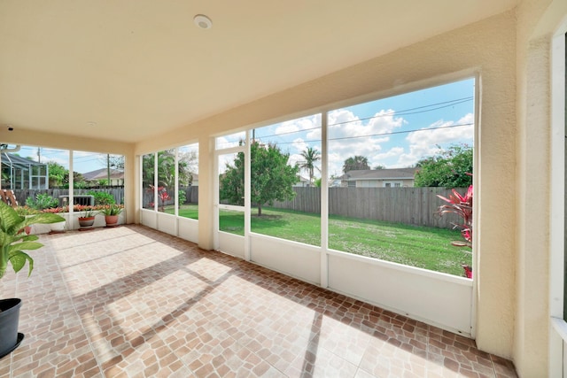 view of unfurnished sunroom