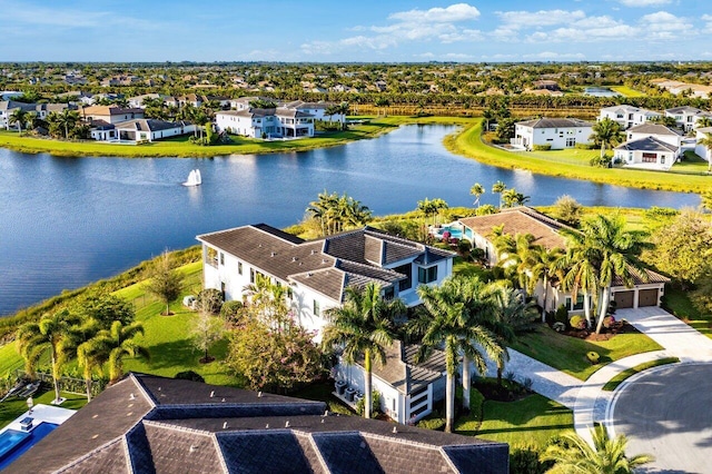 bird's eye view featuring a water view