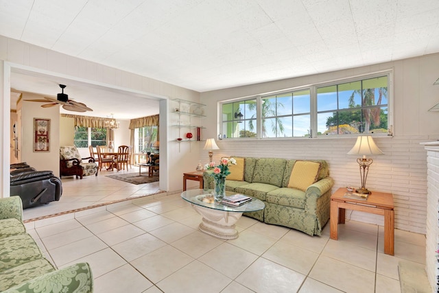 view of tiled living room