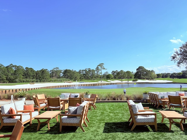 view of yard featuring a water view