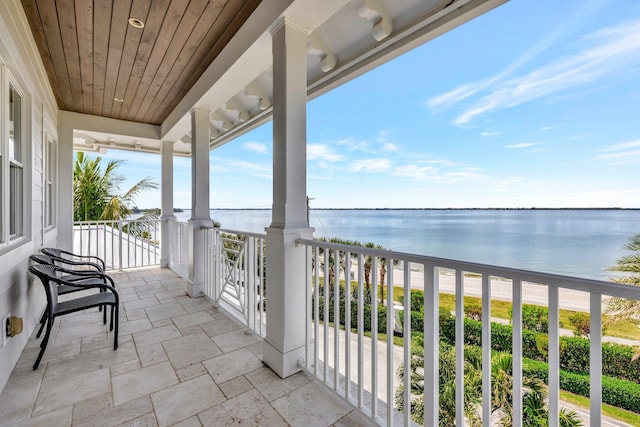 balcony with a water view