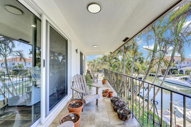 balcony with a water view