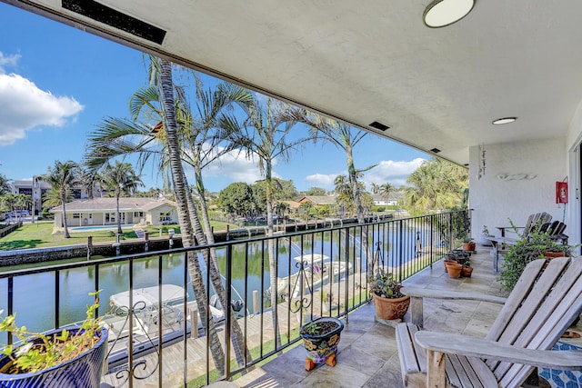 balcony with a water view