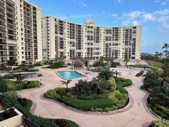 pool with a patio area