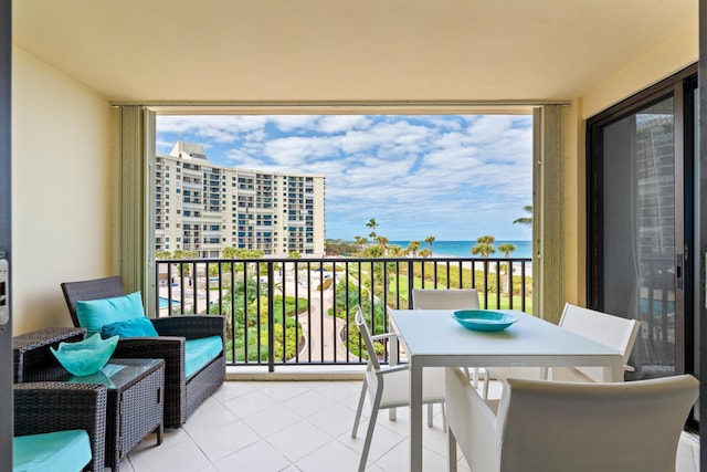 balcony with a water view