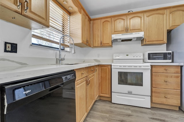 21894 Lake Forest Cir Unit 204, Boca Raton, FL 33433 - kitchen with sink, white appliances, and light wood-type flooring