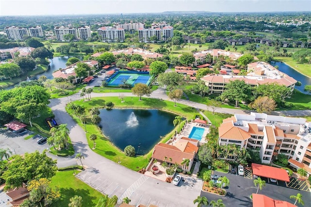 bird's eye view featuring a water view