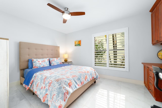 bedroom featuring ceiling fan