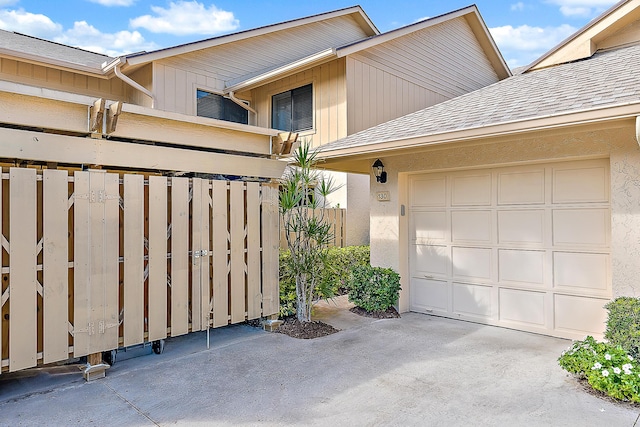 exterior space featuring a garage