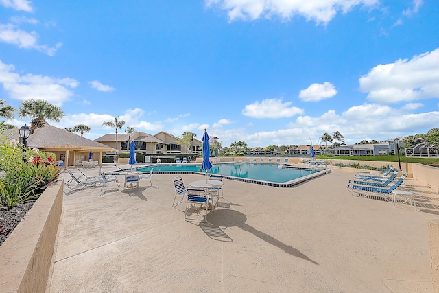 view of pool featuring a patio