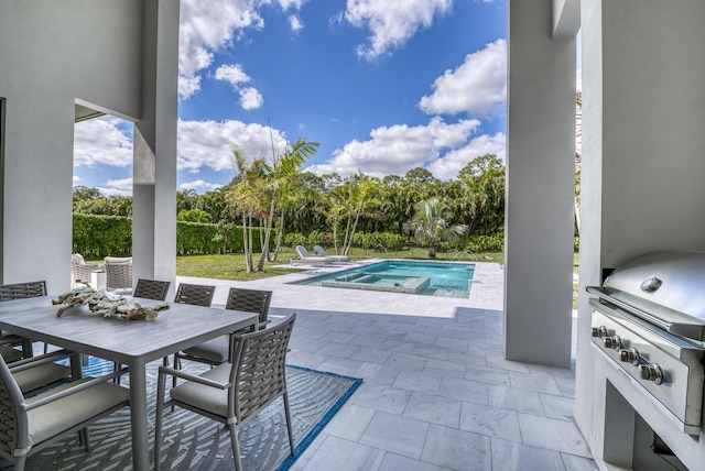 view of patio / terrace featuring an outdoor kitchen and grilling area