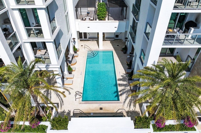 pool with a patio