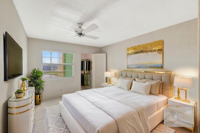 bedroom featuring ceiling fan