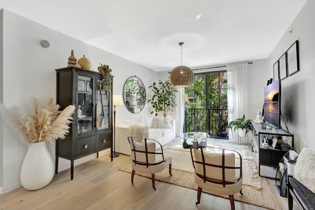 living area featuring light wood-type flooring