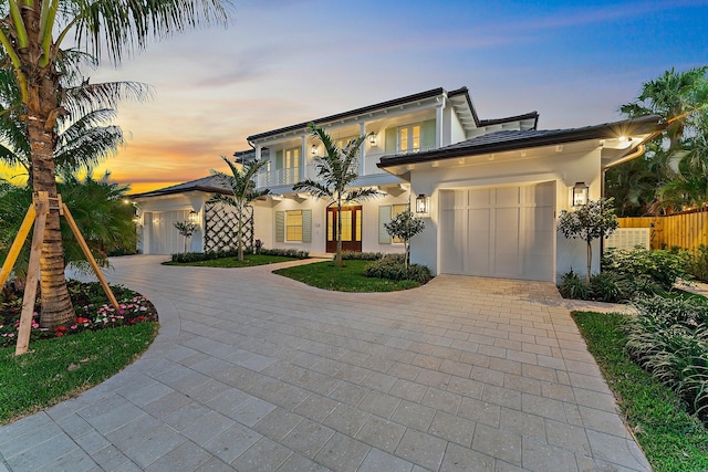 view of front of house with a garage