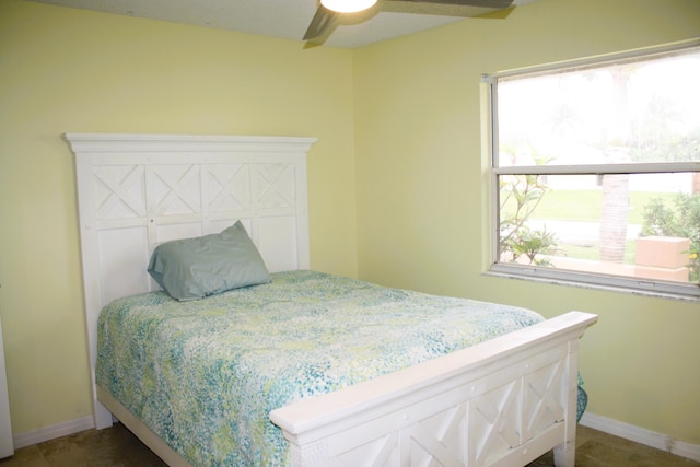 bedroom featuring ceiling fan