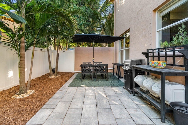 view of patio / terrace featuring a grill