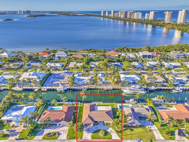 1170 Fairview Ln, Singer Island, FL 33404 - birds eye view of property with a residential view and a water view