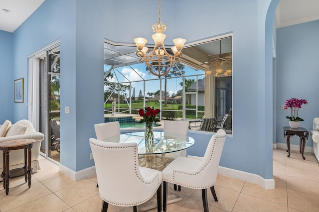 dining room with light tile patterned flooring