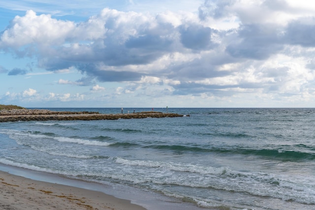 view of water feature with a view of the beach