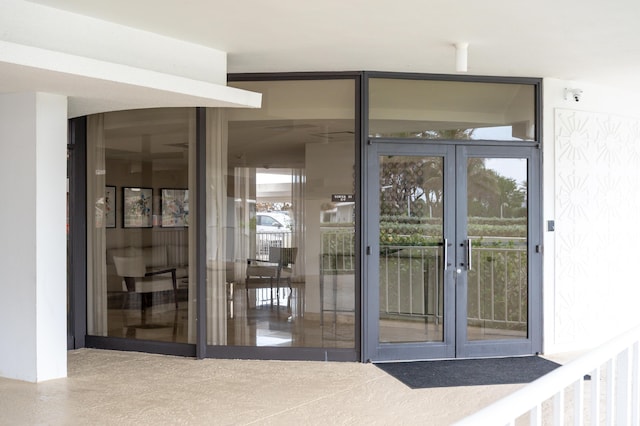 doorway to property with french doors