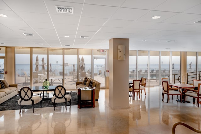 lobby featuring a view of city and visible vents