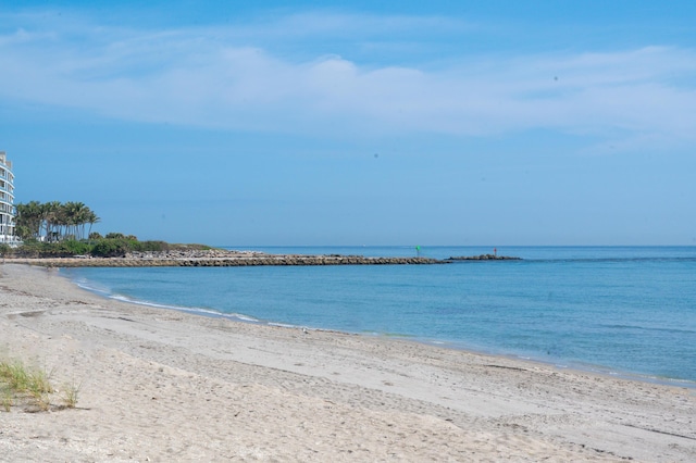 view of water feature featuring a view of the beach