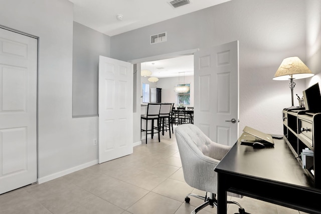 office area featuring light tile patterned floors