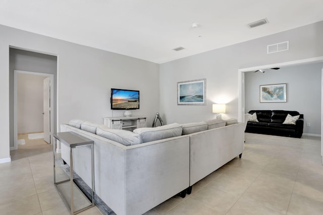 view of tiled living room