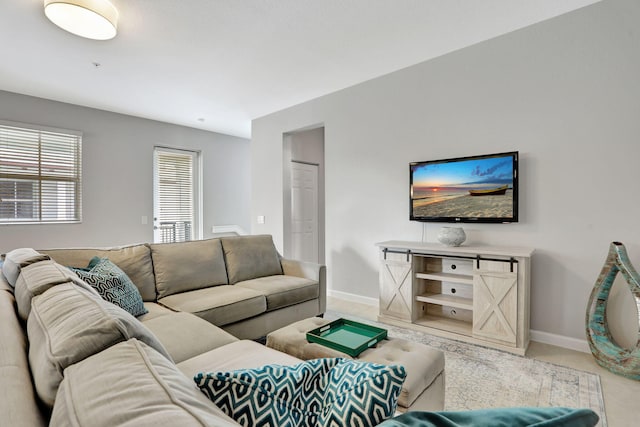 view of tiled living room