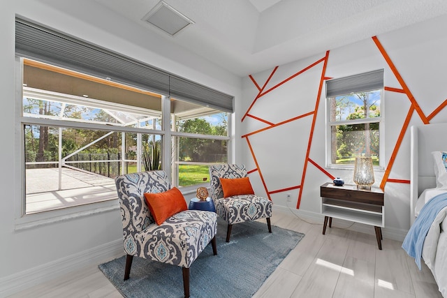 living area featuring light wood-type flooring