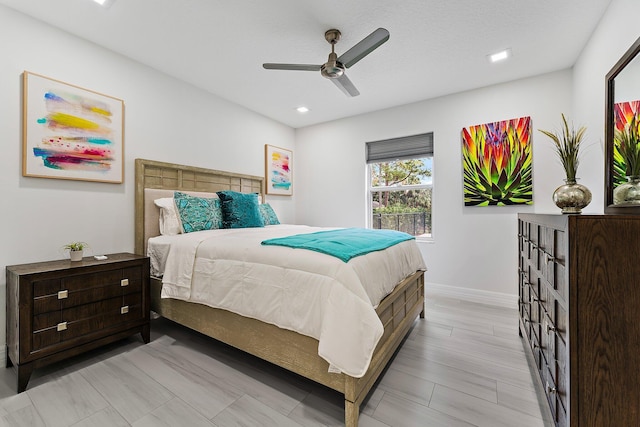 bedroom featuring ceiling fan