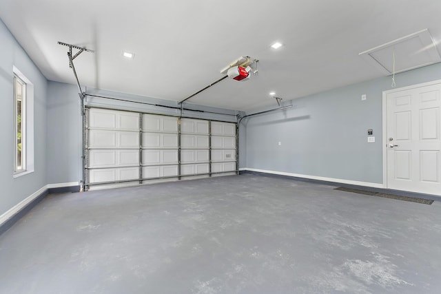 garage with a garage door opener