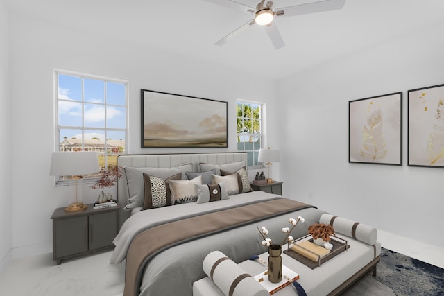 bedroom featuring ceiling fan