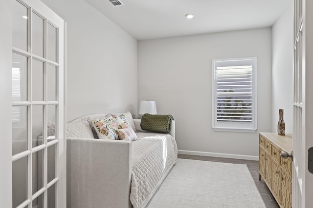 bedroom with light hardwood / wood-style flooring