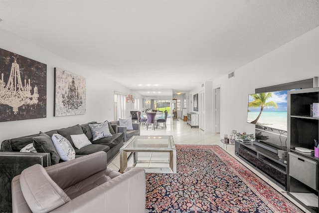 view of tiled living room