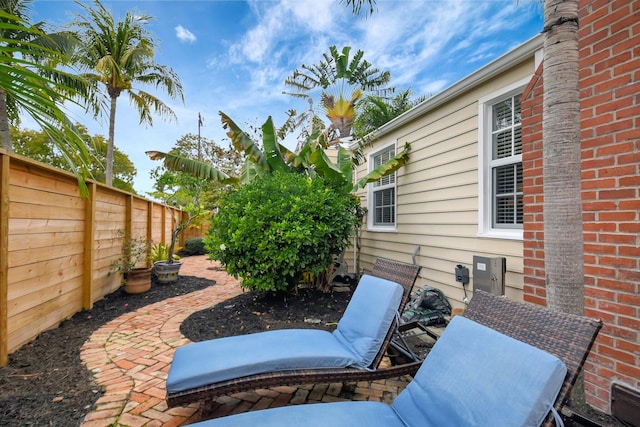 view of patio featuring a fenced backyard