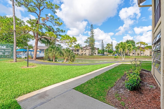 view of property's community with a yard