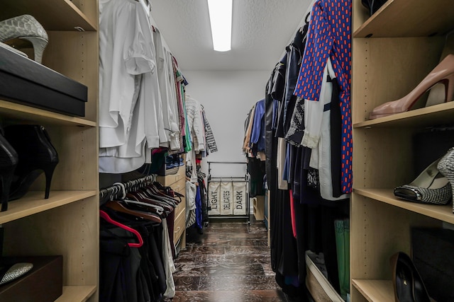 walk in closet featuring wood finished floors