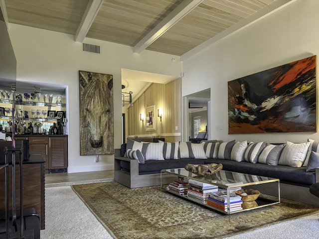 11373 Twelve Oaks Way E, North Palm Beach, FL 33408 - living area with baseboards and beamed ceiling