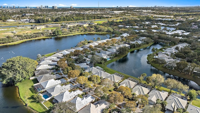 bird's eye view featuring a water view