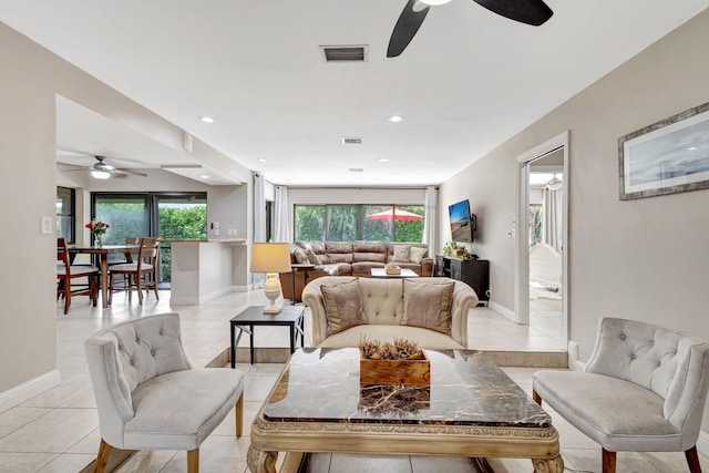 view of tiled living room