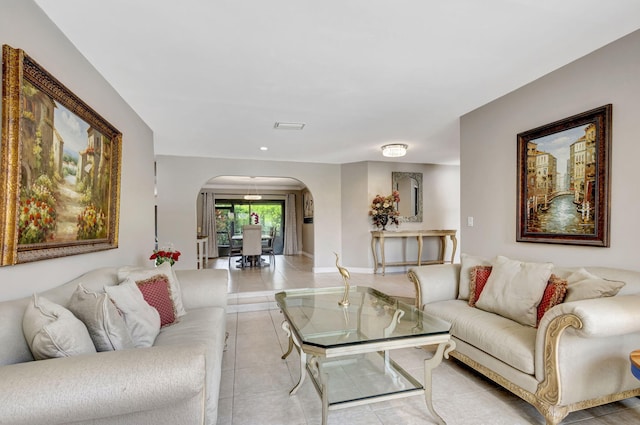 view of tiled living room