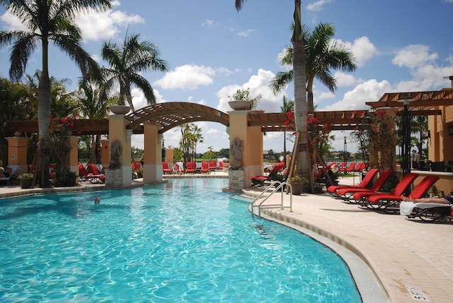 view of pool with a pergola