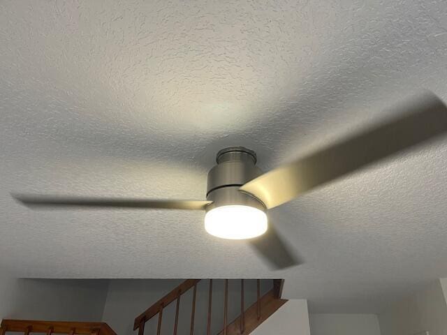 details with a textured ceiling