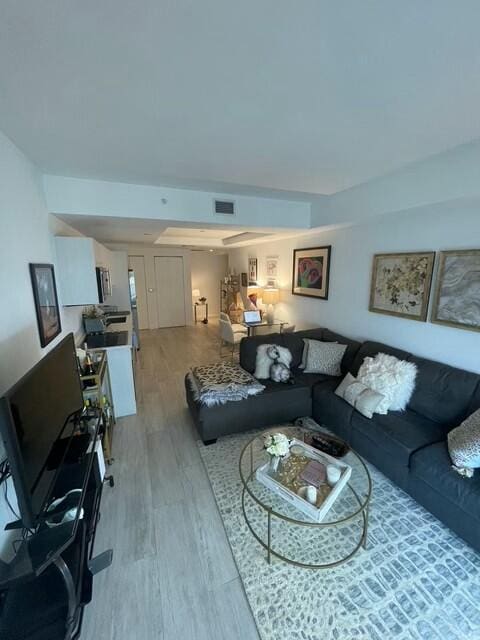 living room featuring light hardwood / wood-style flooring