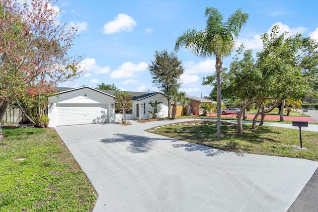 view of front of house featuring a garage and a front yard