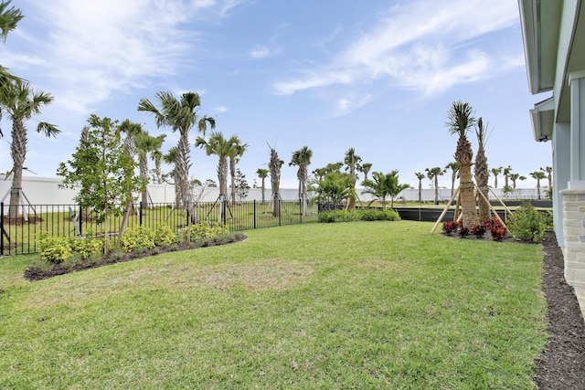 view of yard with a fenced backyard