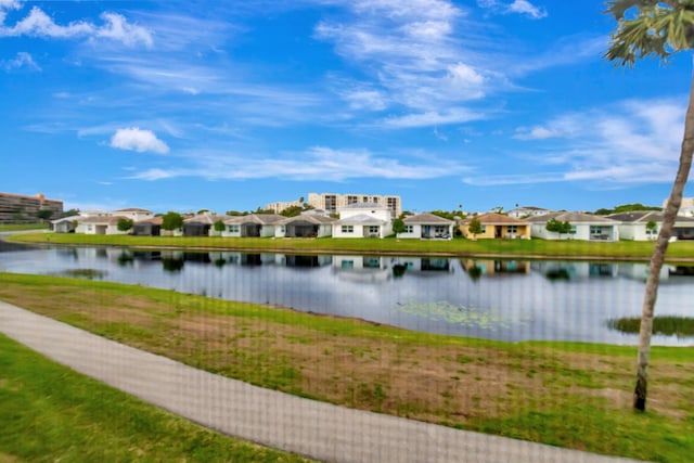 view of water feature with a residential view