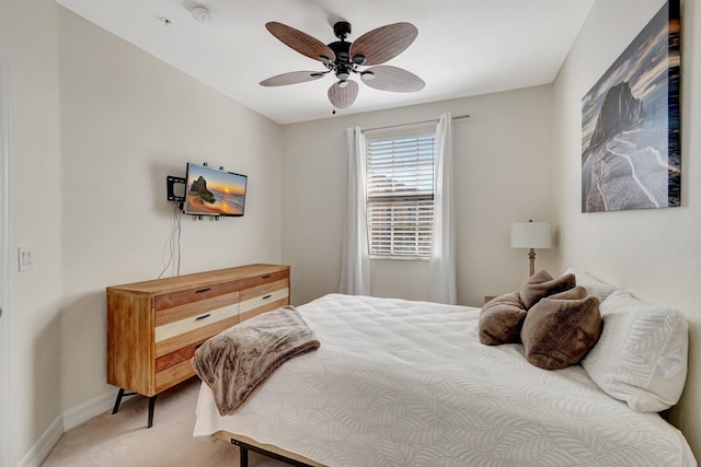 bedroom with carpet floors and ceiling fan